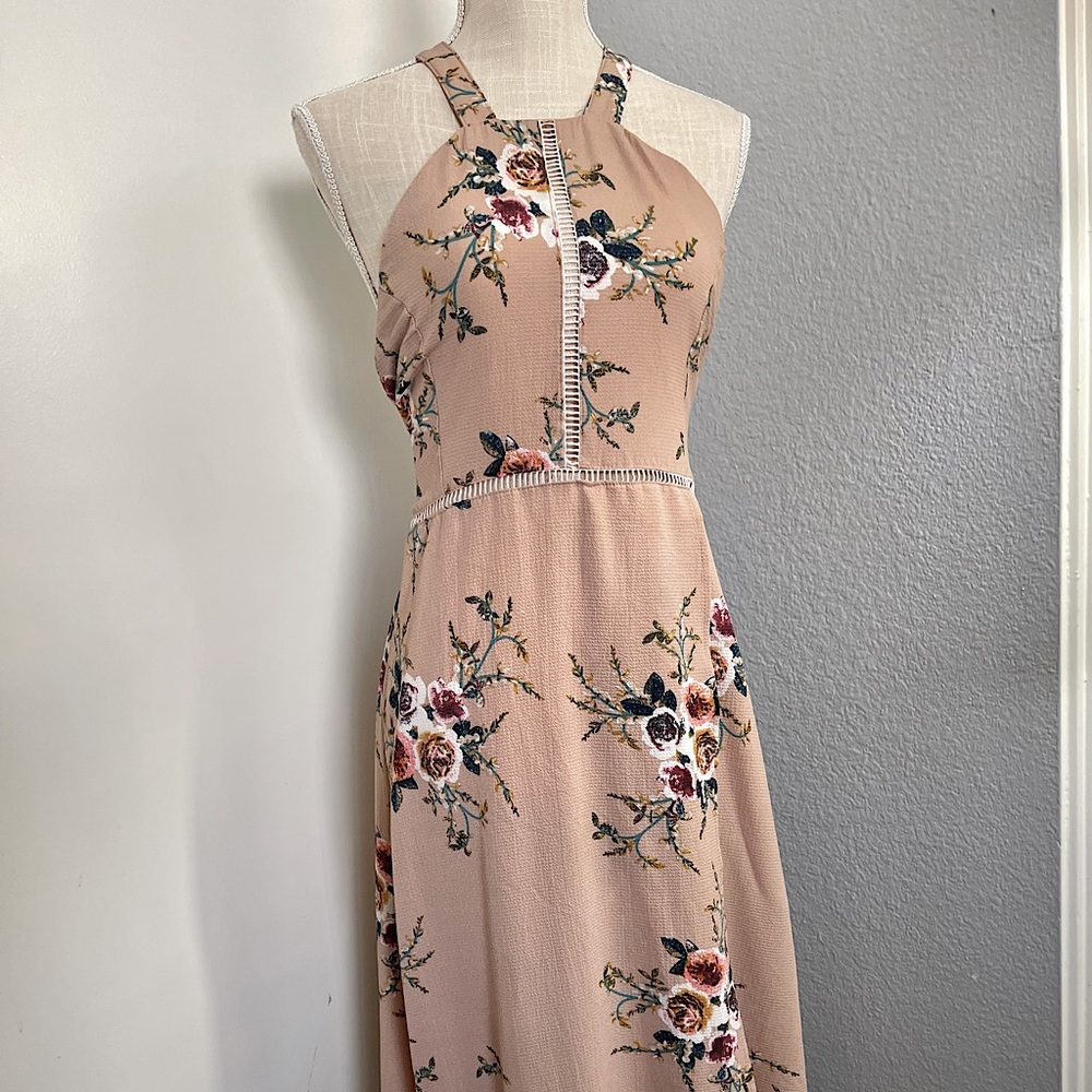 Women's Mauve Floral Print Maxi Dress